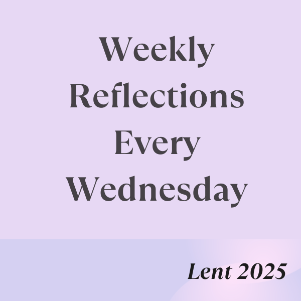 Purple box with text that says Weekly Reflections Every Wednesday